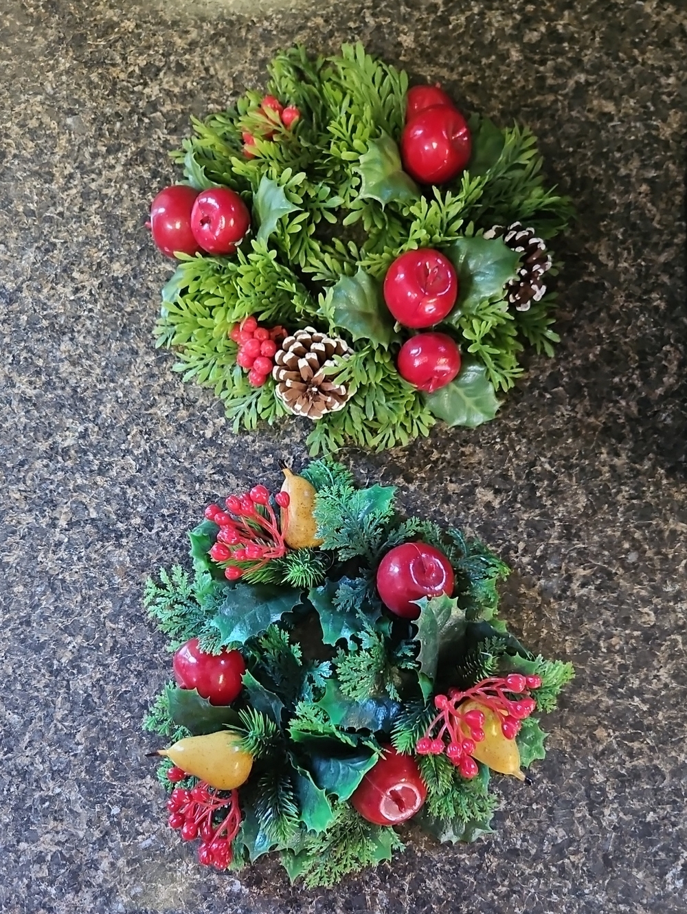 Vintage Plastic Christmas Candle Rings Set Of 2